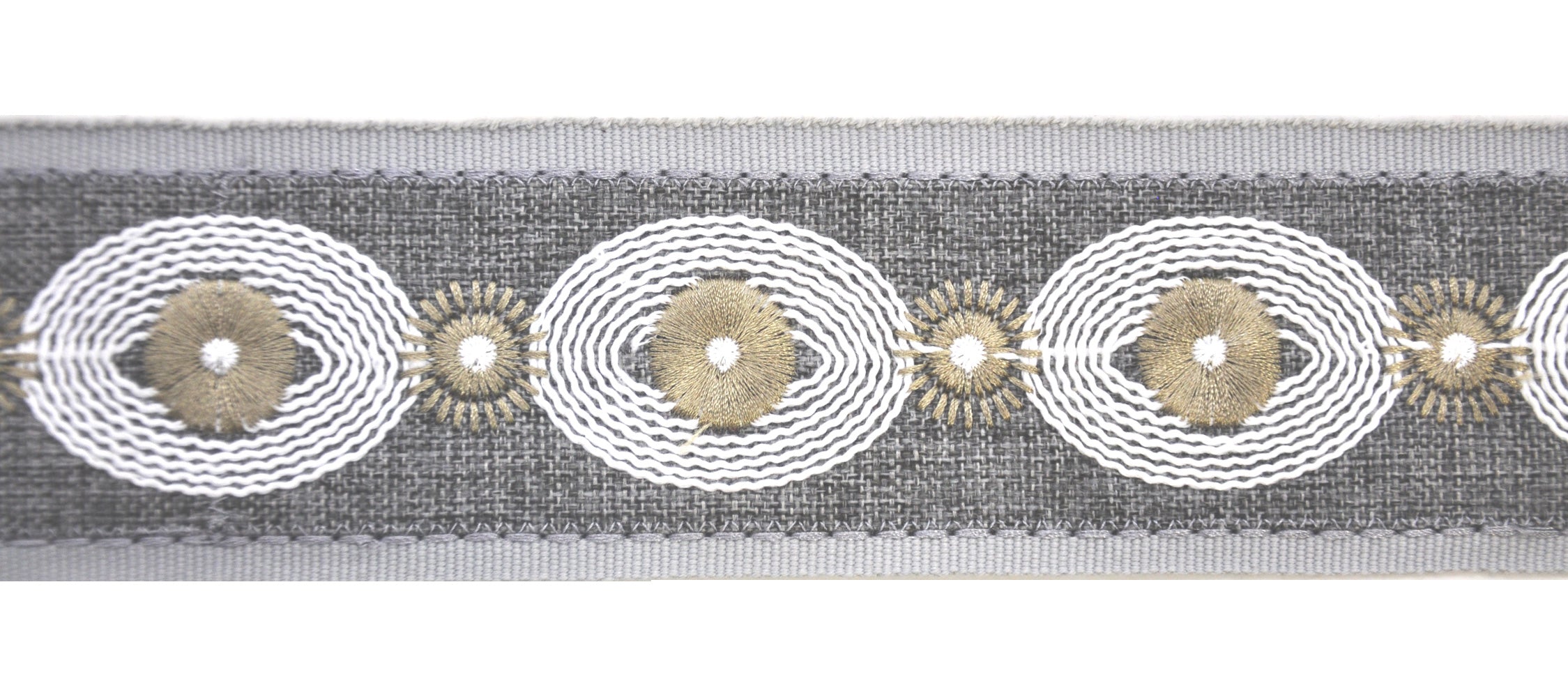 Decorative Woven Trim Tape - 3" Width (23-30 Yard Roll) - BR-7354-49/27 Grey/White