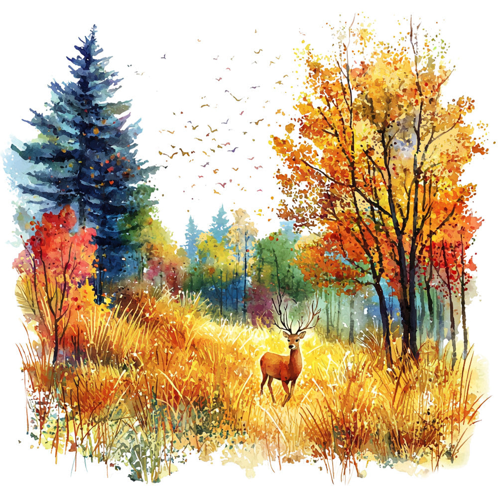 Deer in Nature Fabric Panel 13 QuiltingFabricPanels