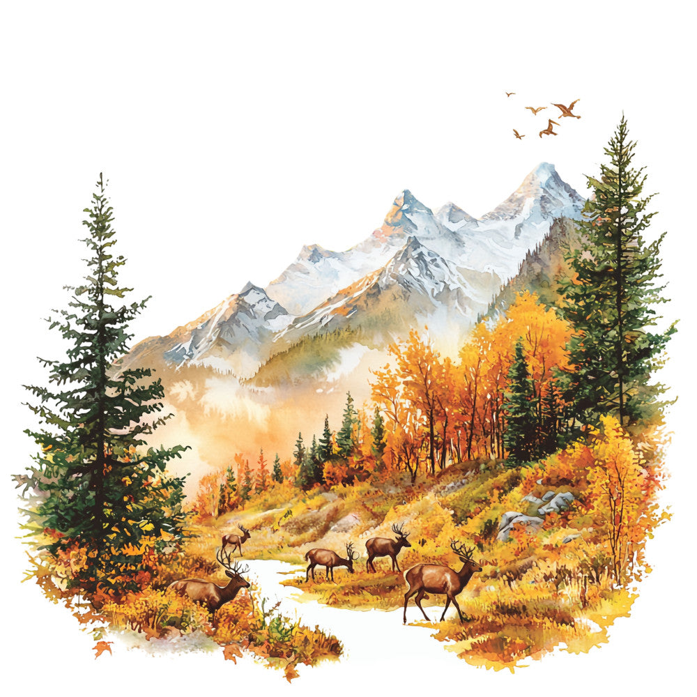 Deer in Nature Fabric Panel 5 QuiltingFabricPanels