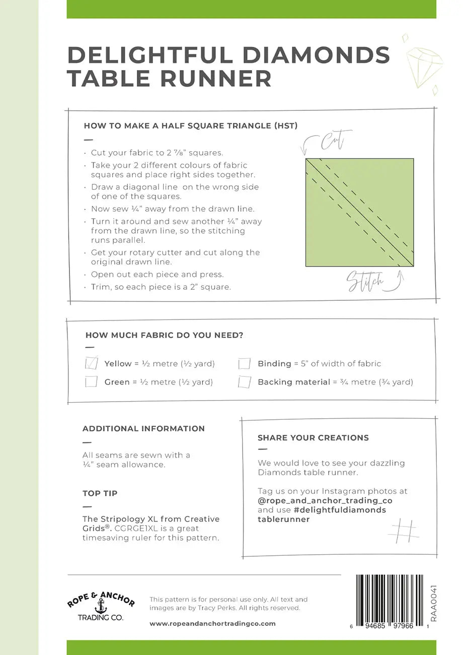 Delightful Diamonds Table Runner Rope & Anchor Trading Co.