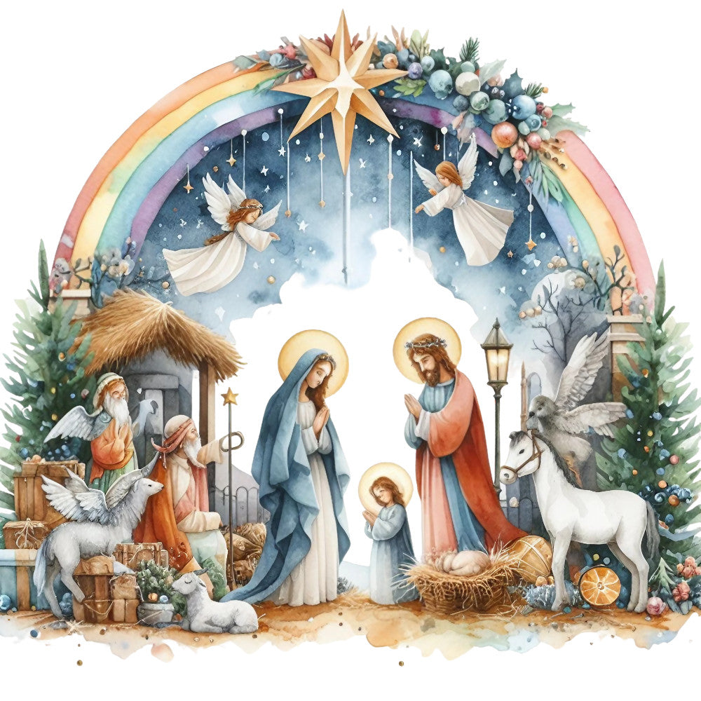 Detailed Christmas Nativity Scene Fabric Panel 10 QuiltingFabricPanels