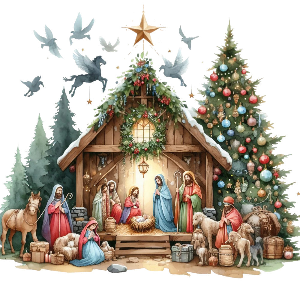 Detailed Christmas Nativity Scene Fabric Panel 14 QuiltingFabricPanels