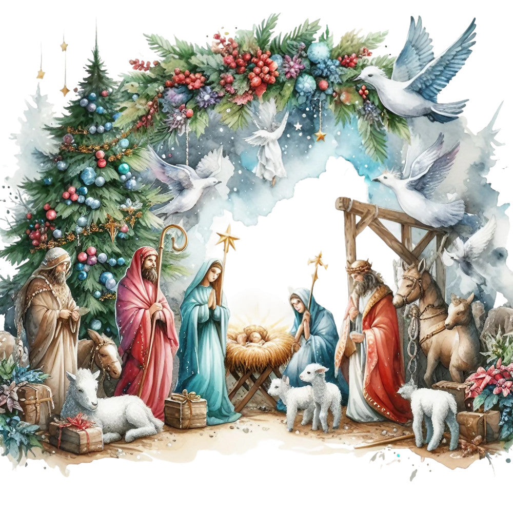 Detailed Christmas Nativity Scene Fabric Panel 21 QuiltingFabricPanels
