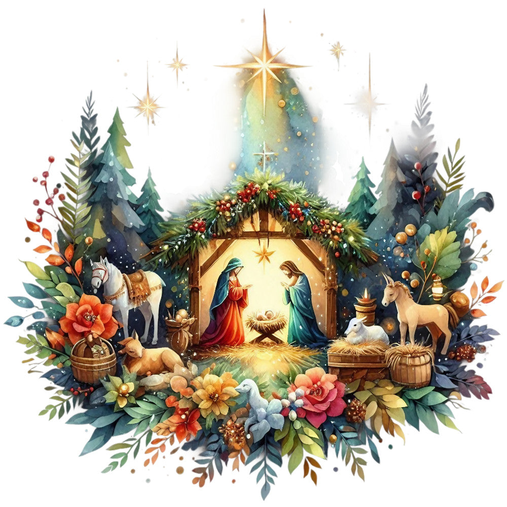 Detailed Christmas Nativity Scene Fabric Panel 6 QuiltingFabricPanels