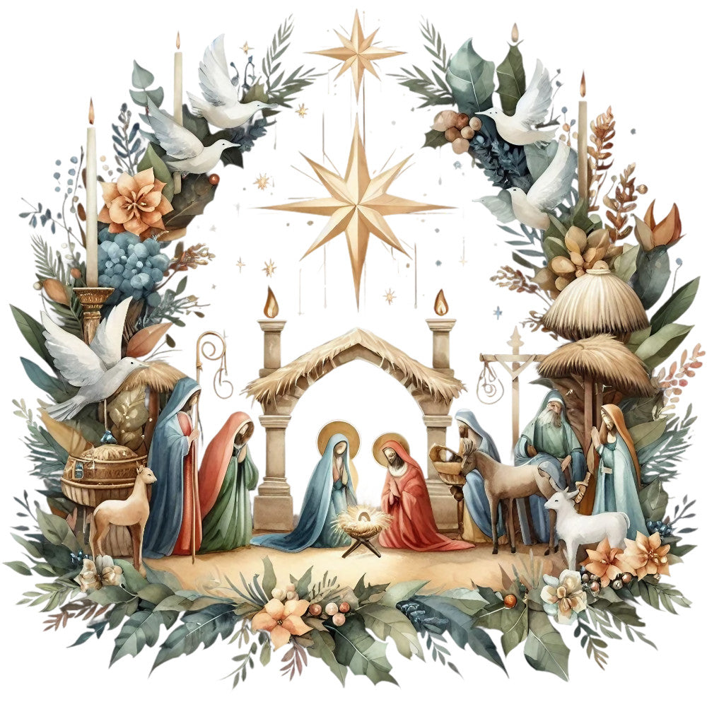 Detailed Christmas Nativity Scene Fabric Panel 7 QuiltingFabricPanels