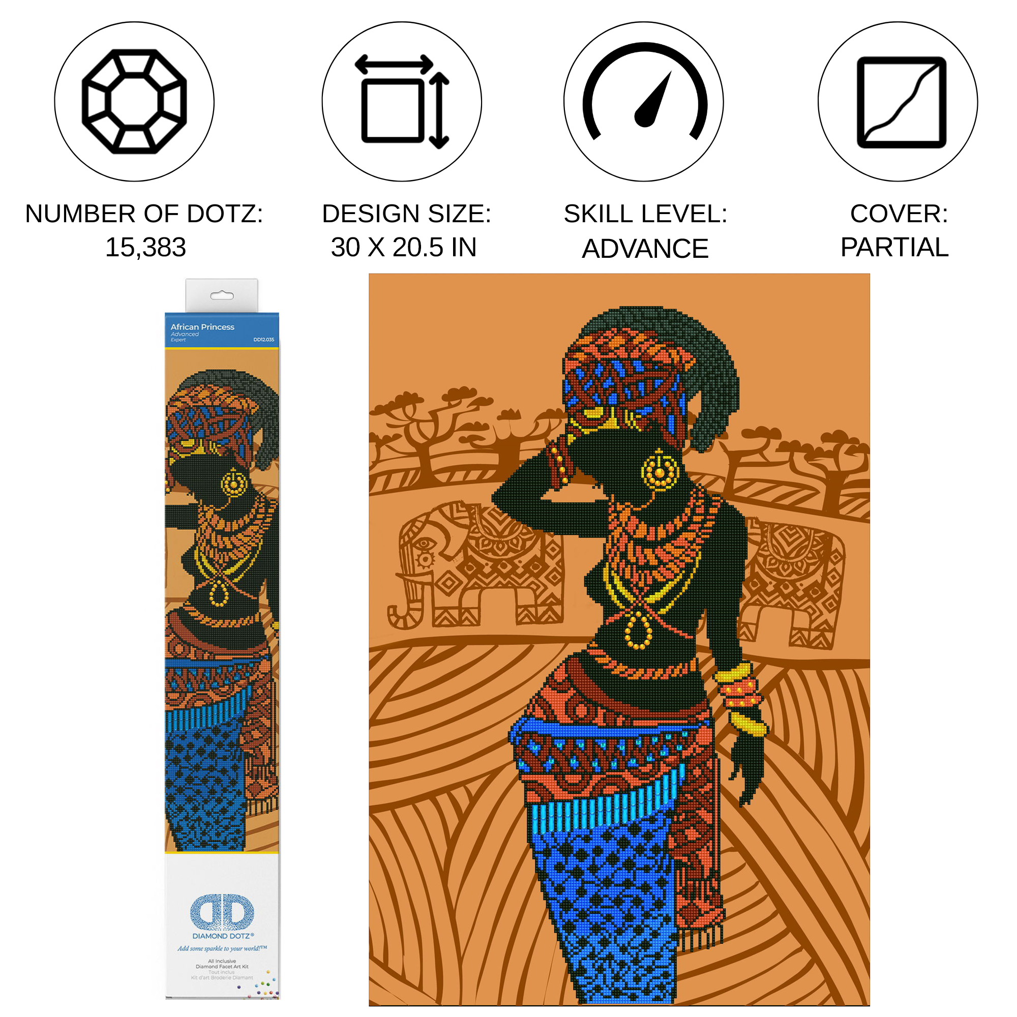 Diamond Dotz African Princess - 20.5" x 29.9"