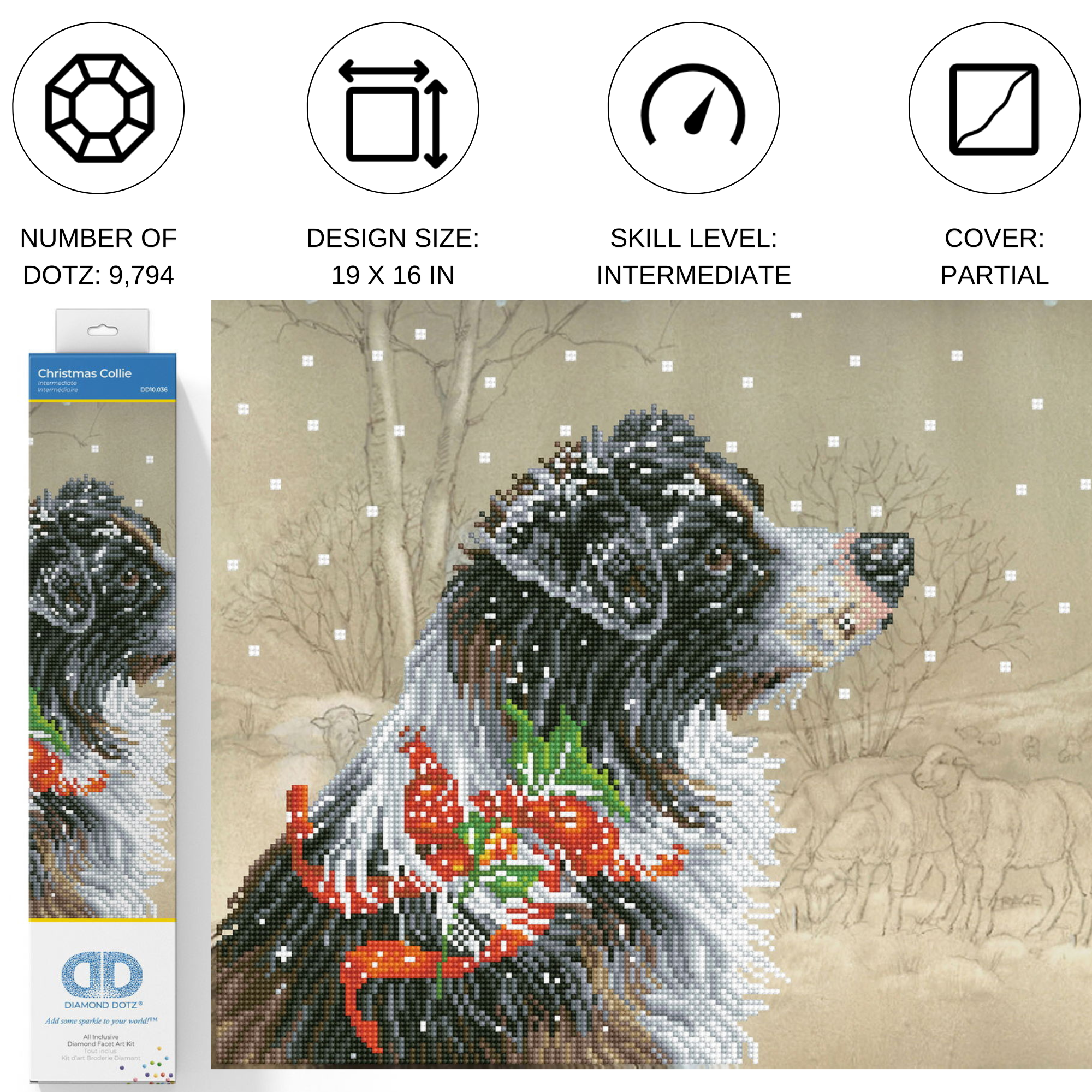 Diamond Dotz Christmas Collie - 19.7" x 15.8"