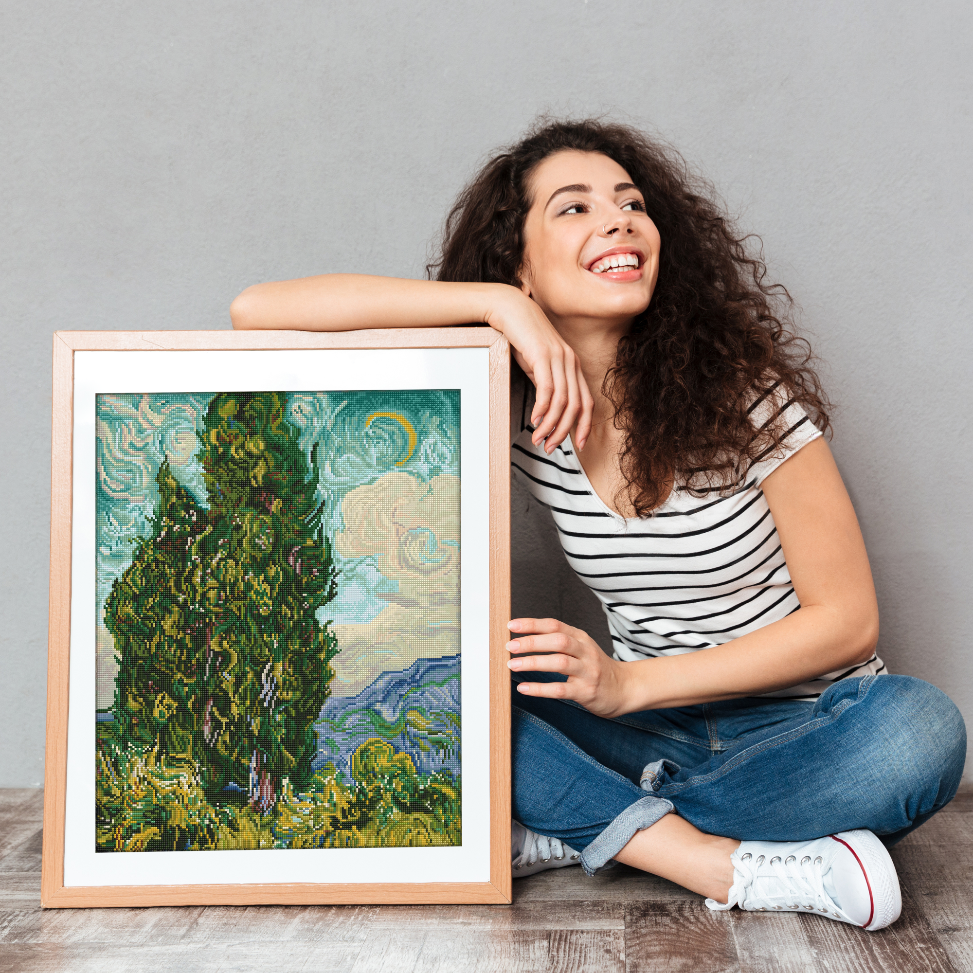 Diamond Dotz Cypresses (apres Van Gogh) - 19.9" x 24.6"