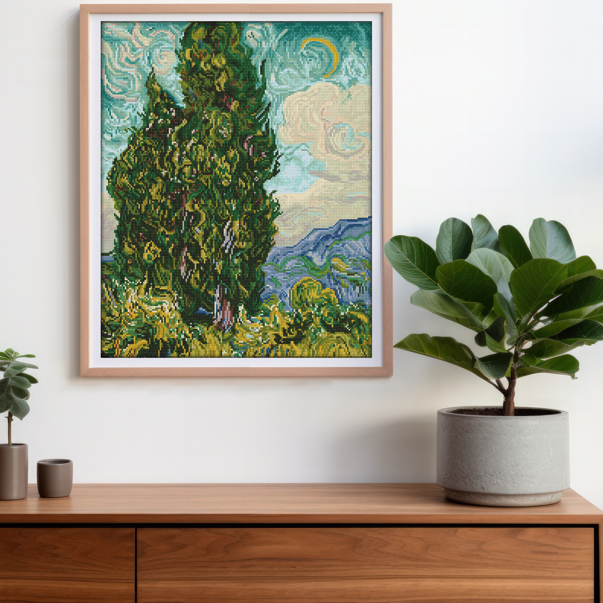 Diamond Dotz Cypresses (apres Van Gogh) - 19.9" x 24.6"