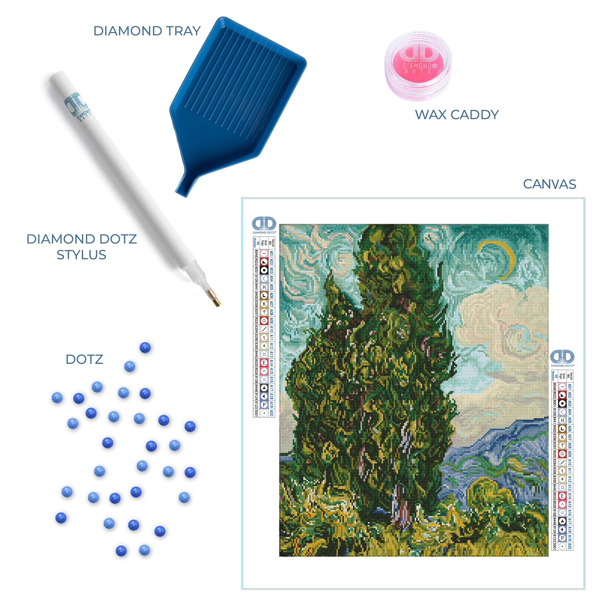 Diamond Dotz Cypresses (apres Van Gogh) - 19.9" x 24.6"