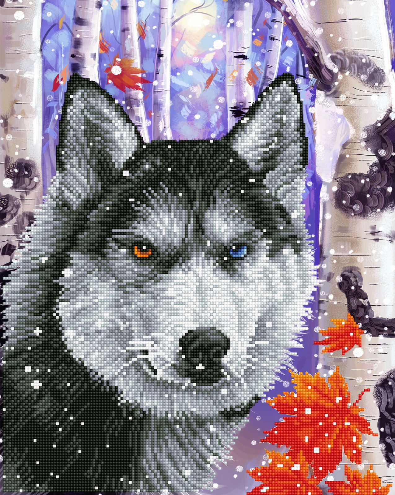 Diamond Dotz Forest Wolf - 15.8" x 19."7