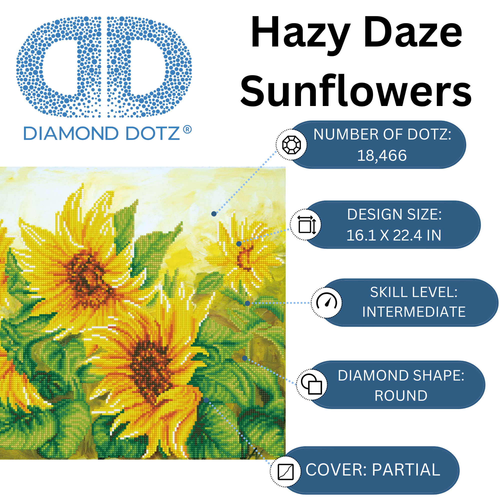 Diamond Dotz Hazy Daze Sunflowers - 22.4" x 16.1"