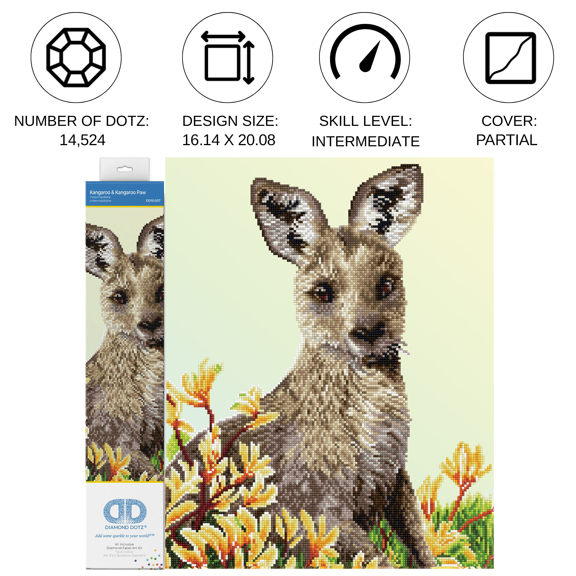 Diamond Dotz Kangaroo & Kangaroo Paw - 16.1" x 20.1"