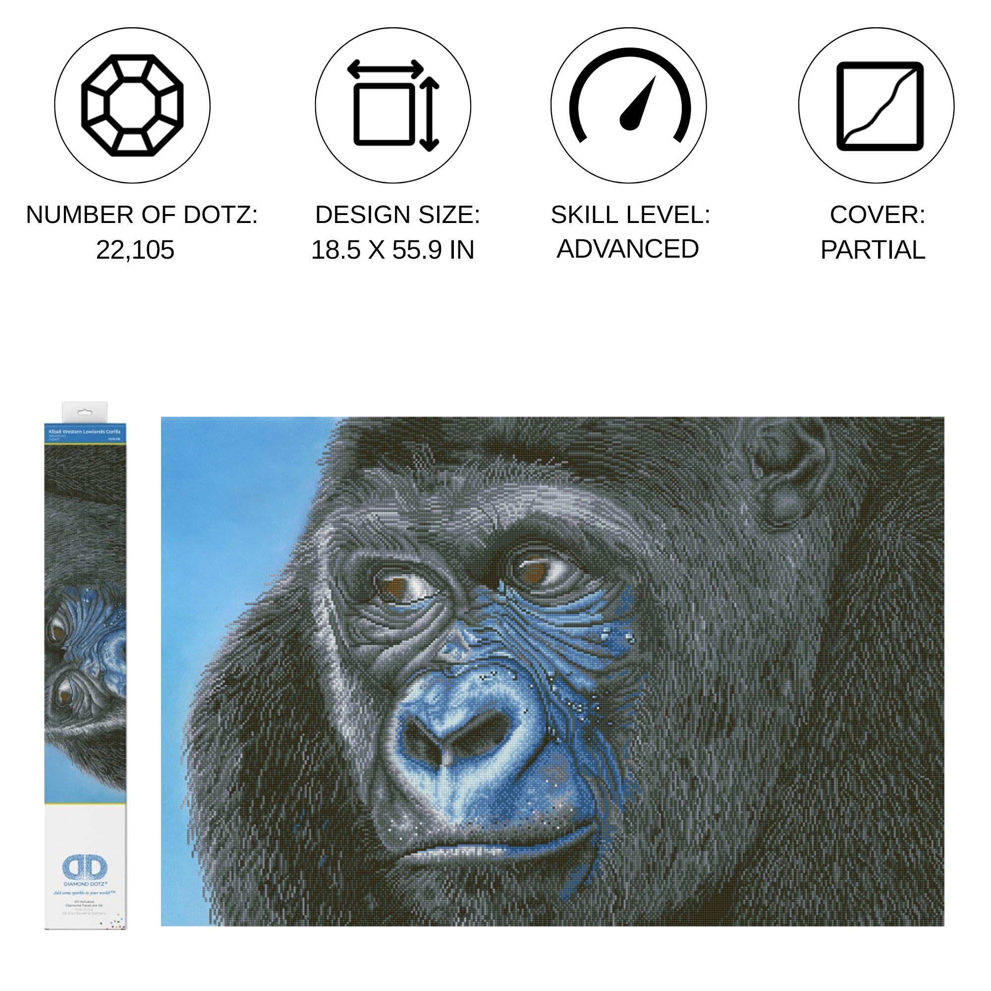 Diamond Dotz Kibali Western Lowland Gorilla - 39.4" x 25.6"