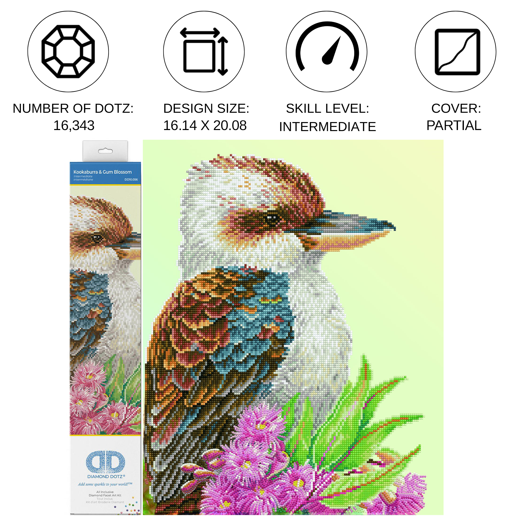 Diamond Dotz Kookaburra & Gum Blossom - 16.1" x 20.1"