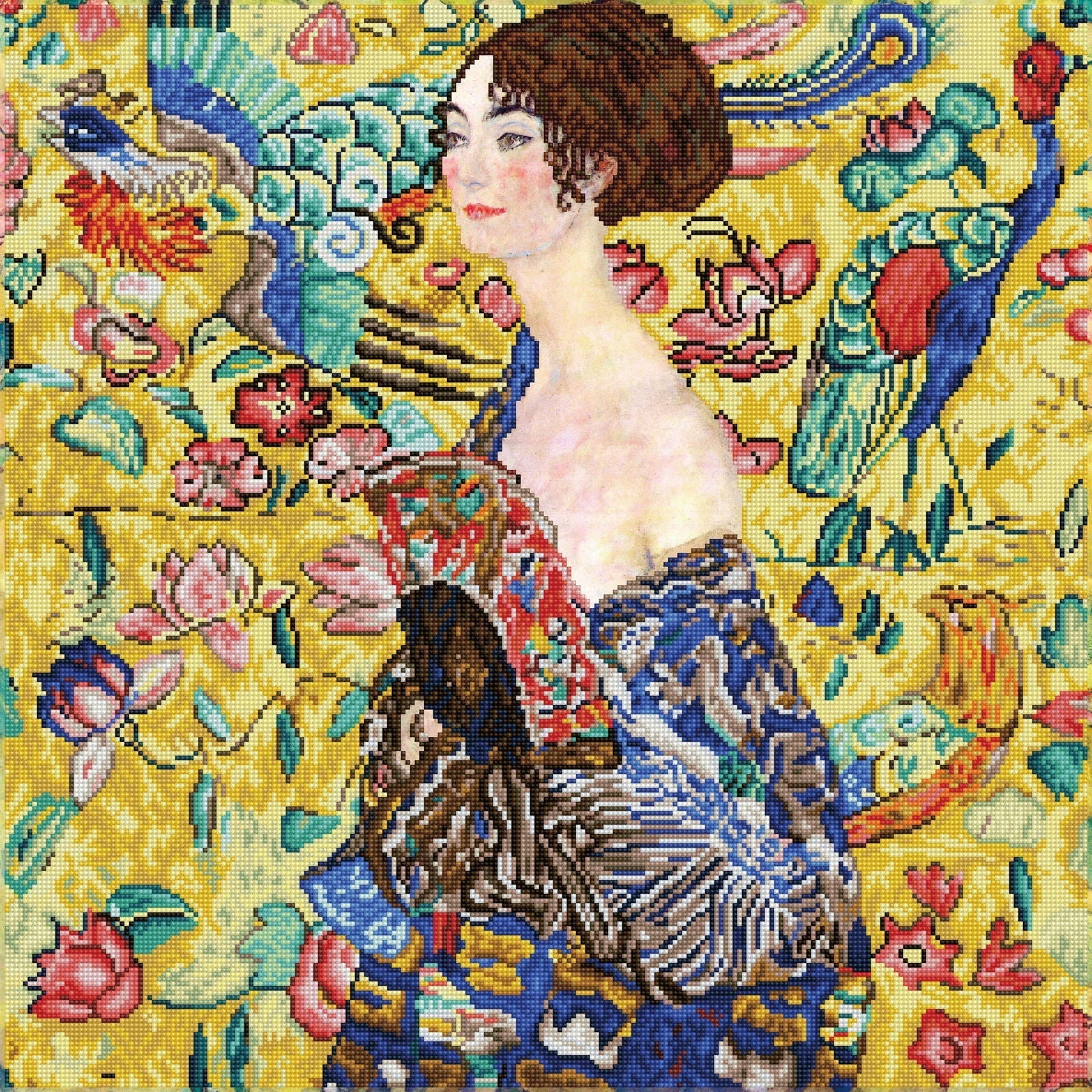 Diamond Dotz Lady with Fan (apres Klimt) - 26.4" x 26.4"