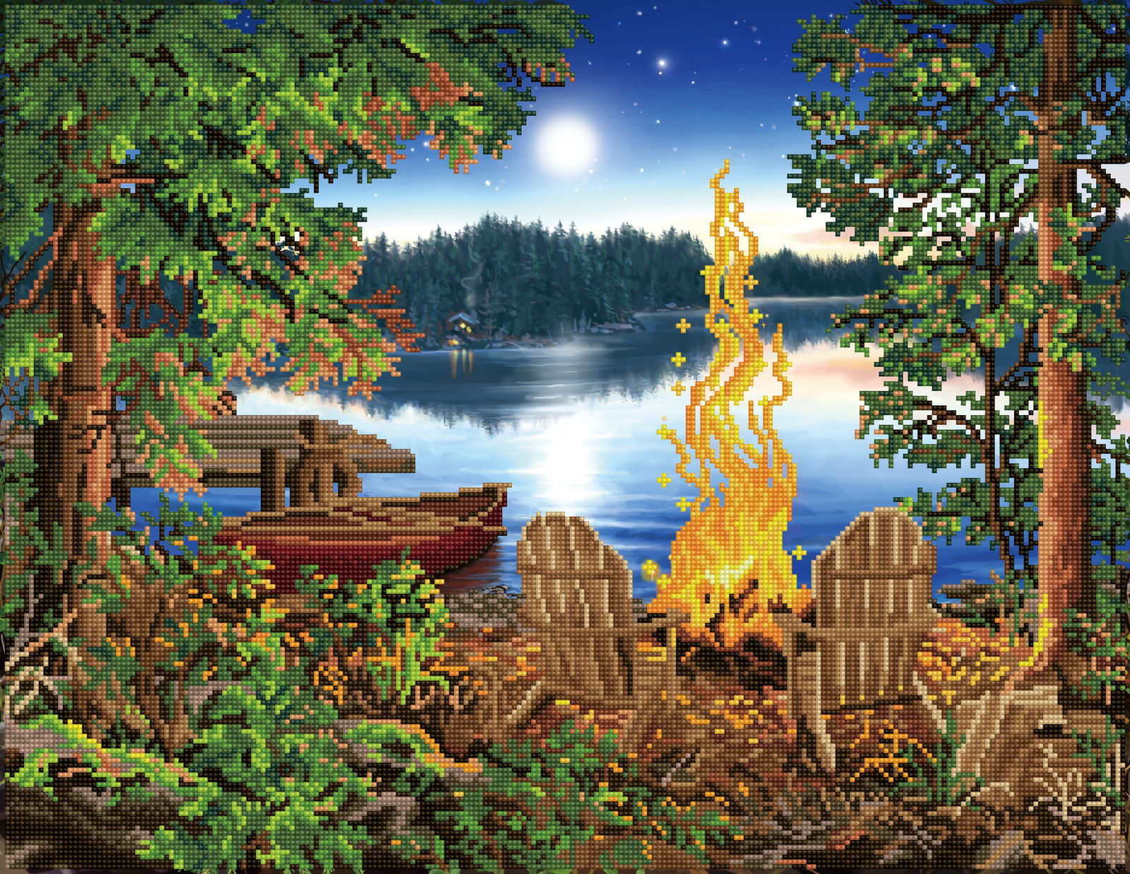 Diamond Dotz Lakeside Red Canoe - 26.0" x 20.1"