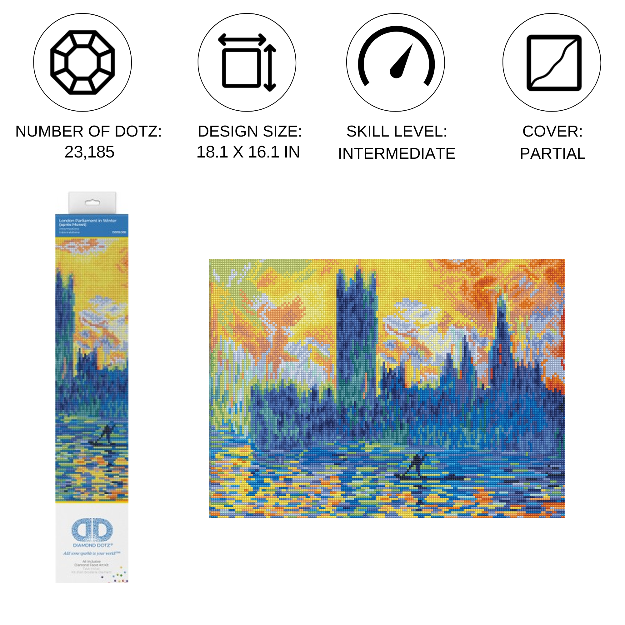 Diamond Dotz London Parliament In Winter (Apres Monet) - 18.1" x 16.1"