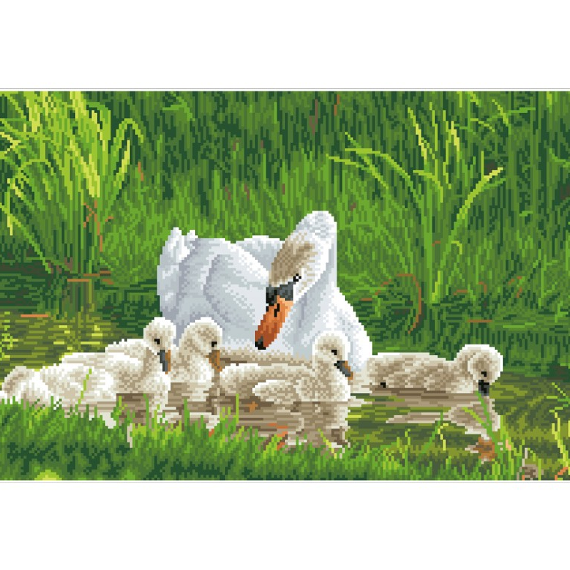 Diamond Dotz Mother Swan & Signets - 24.4" x 16.1"