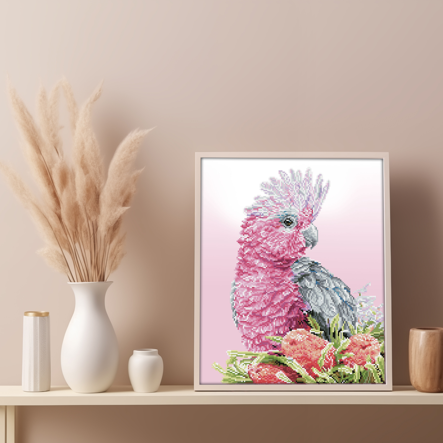 Diamond Dotz Pink Galah & Banksias - 16.1" x 20.1"