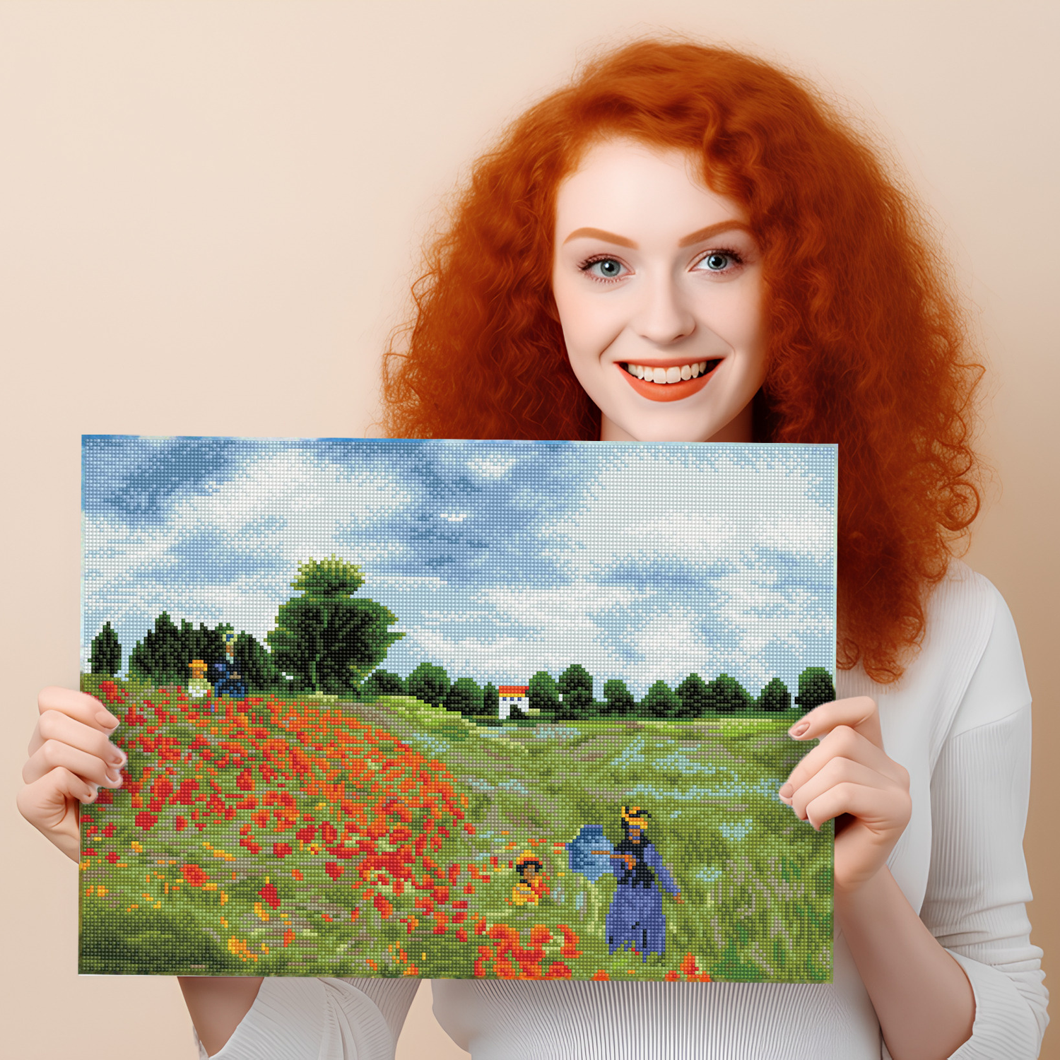 Diamond Dotz Poppy Fields (Apres Monet) - 22.4" x 16.1"