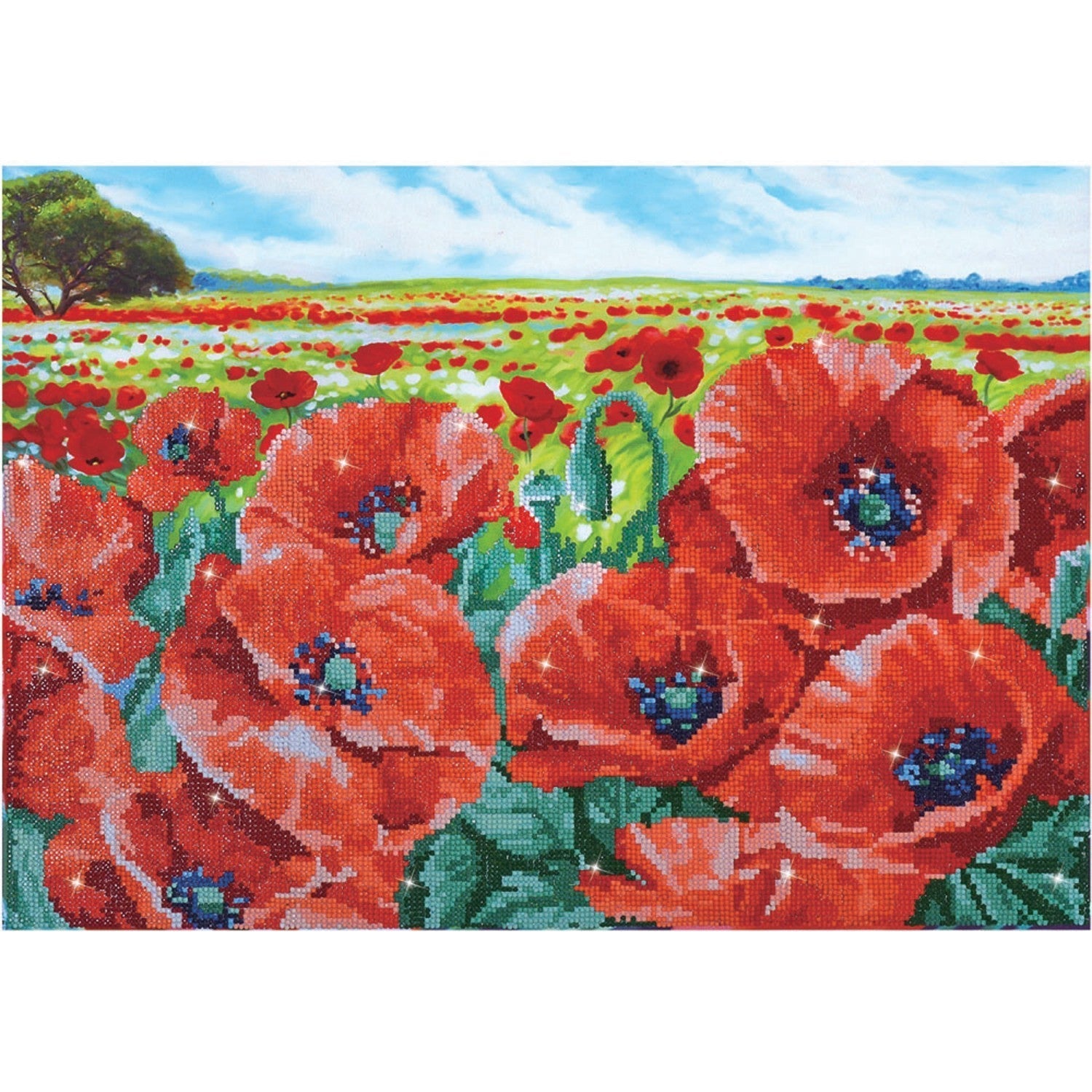 Diamond Dotz Red Poppy Field - 23.6" x 16.5"