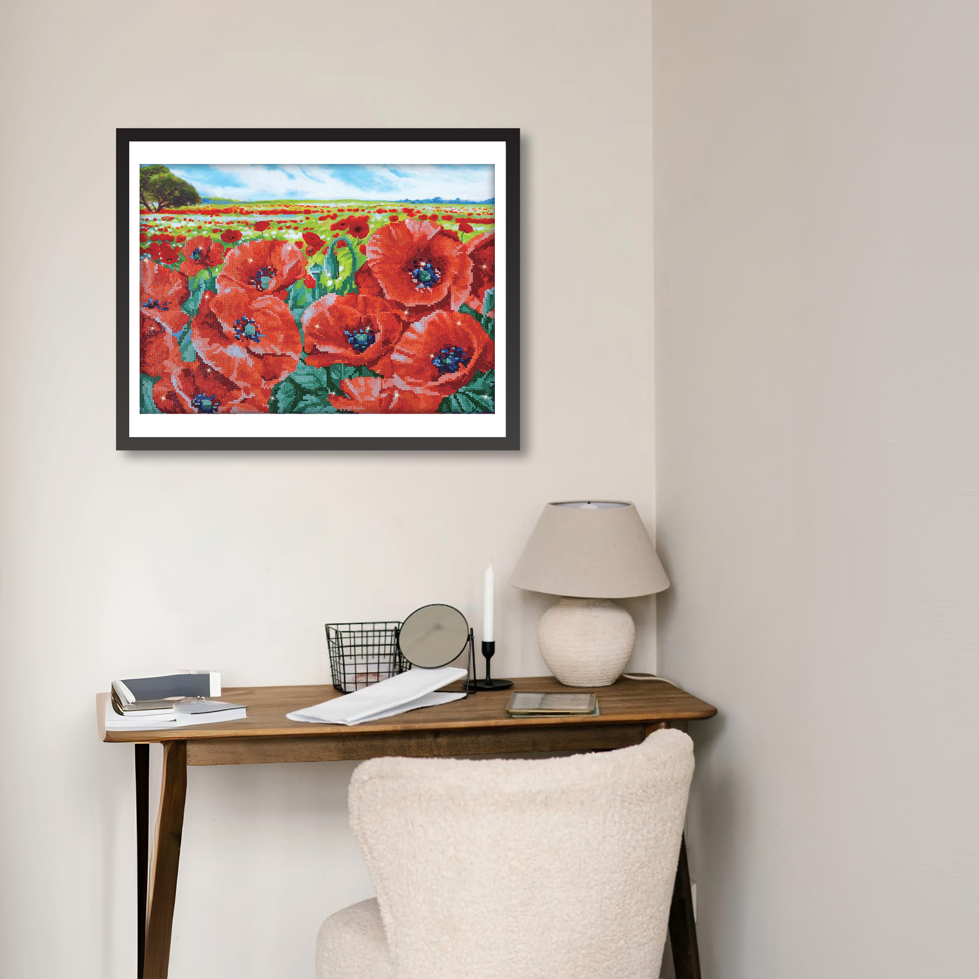 Diamond Dotz Red Poppy Field - 23.6" x 16.5"