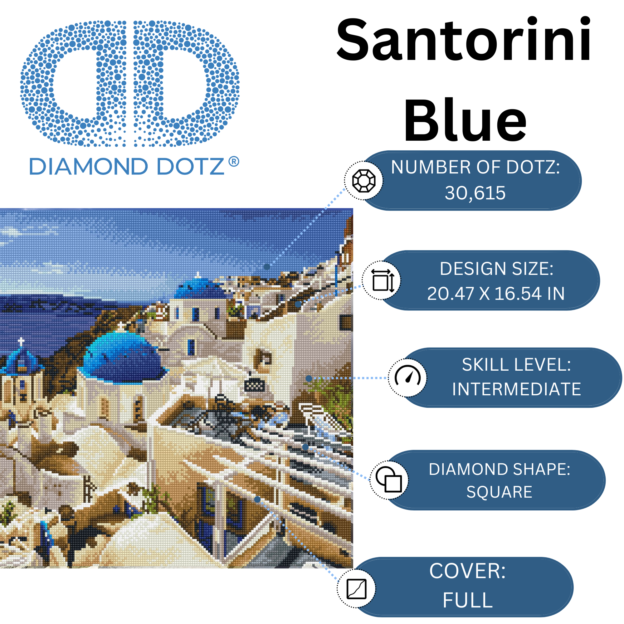 Diamond Dotz Santorini Blue - 20.5" x 16.5"