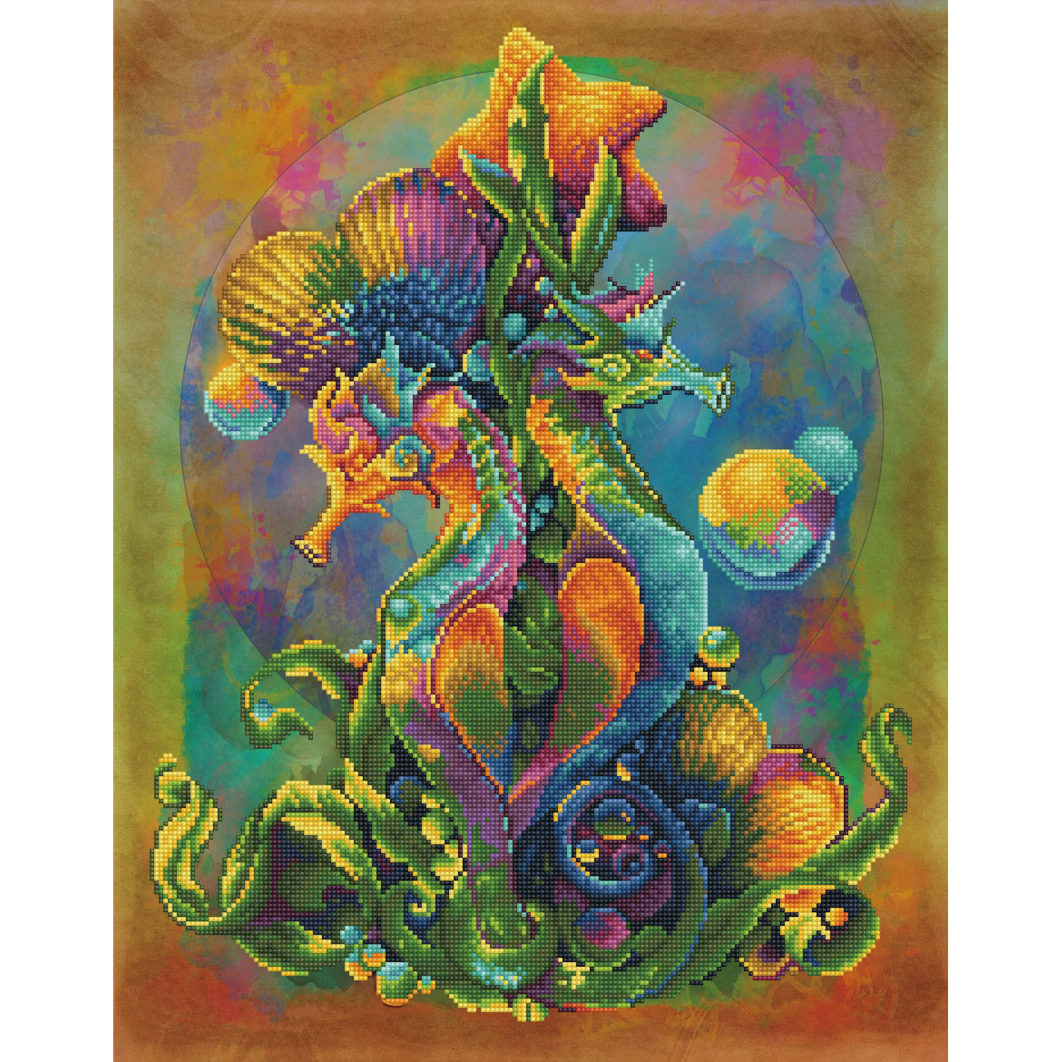 Diamond Dotz Sea Horses - 20.5" x 26.0"