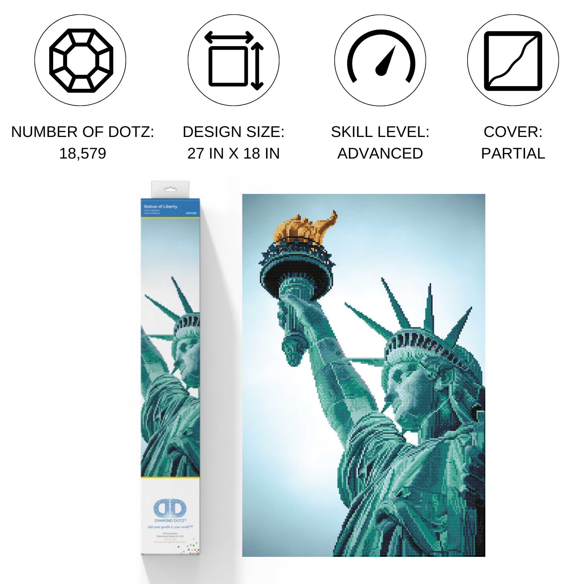 Diamond Dotz Statue of Liberty - 18.5" x 27.6"