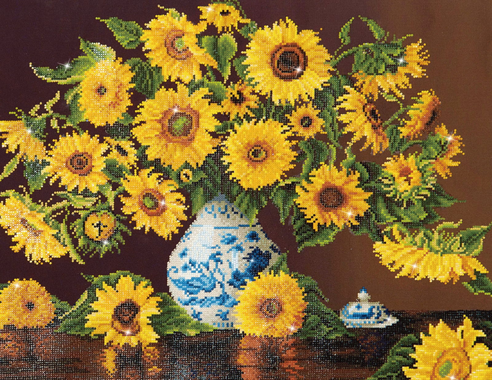 Diamond Dotz Sunflowers in a China Vase - 28.0" x 22.0"