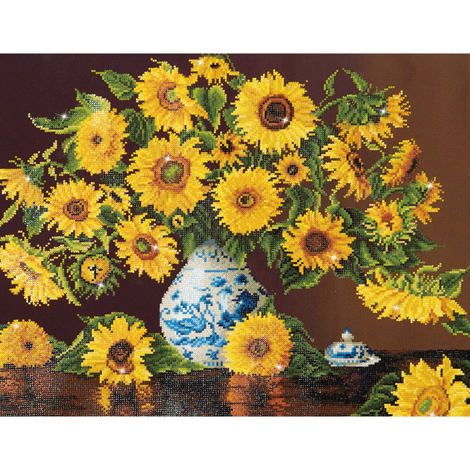 Diamond Dotz Sunflowers in a China Vase - 28.0" x 22.0"