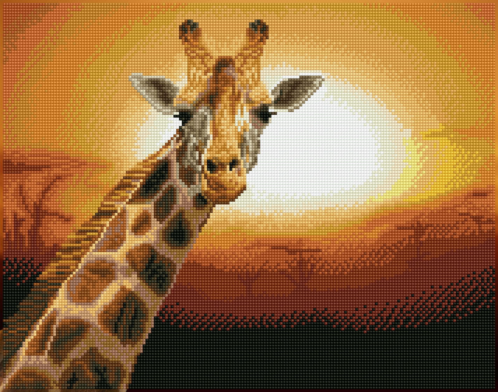 Diamond Dotz Sunset Giraffe  Amboseli National Park Kenya - 18.5" x 14.6"