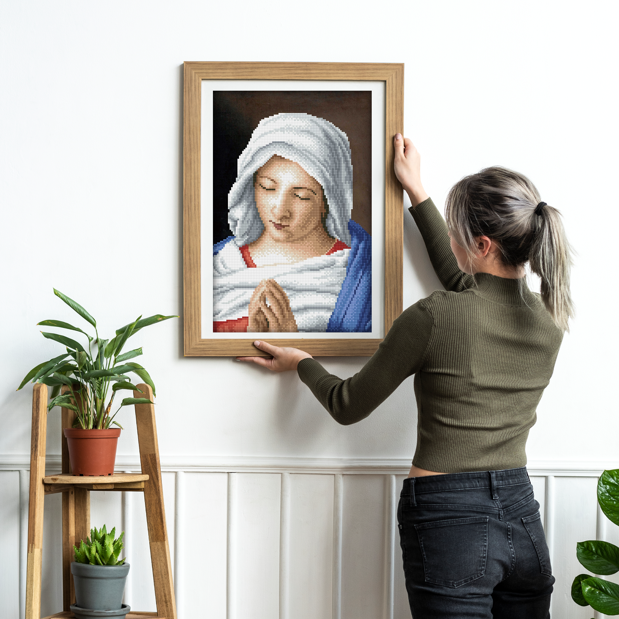 Diamond Dotz The Virgin in Prayer apres Giovanni Battista Salvi da Sassoferrato - 13.8" x 17.7"