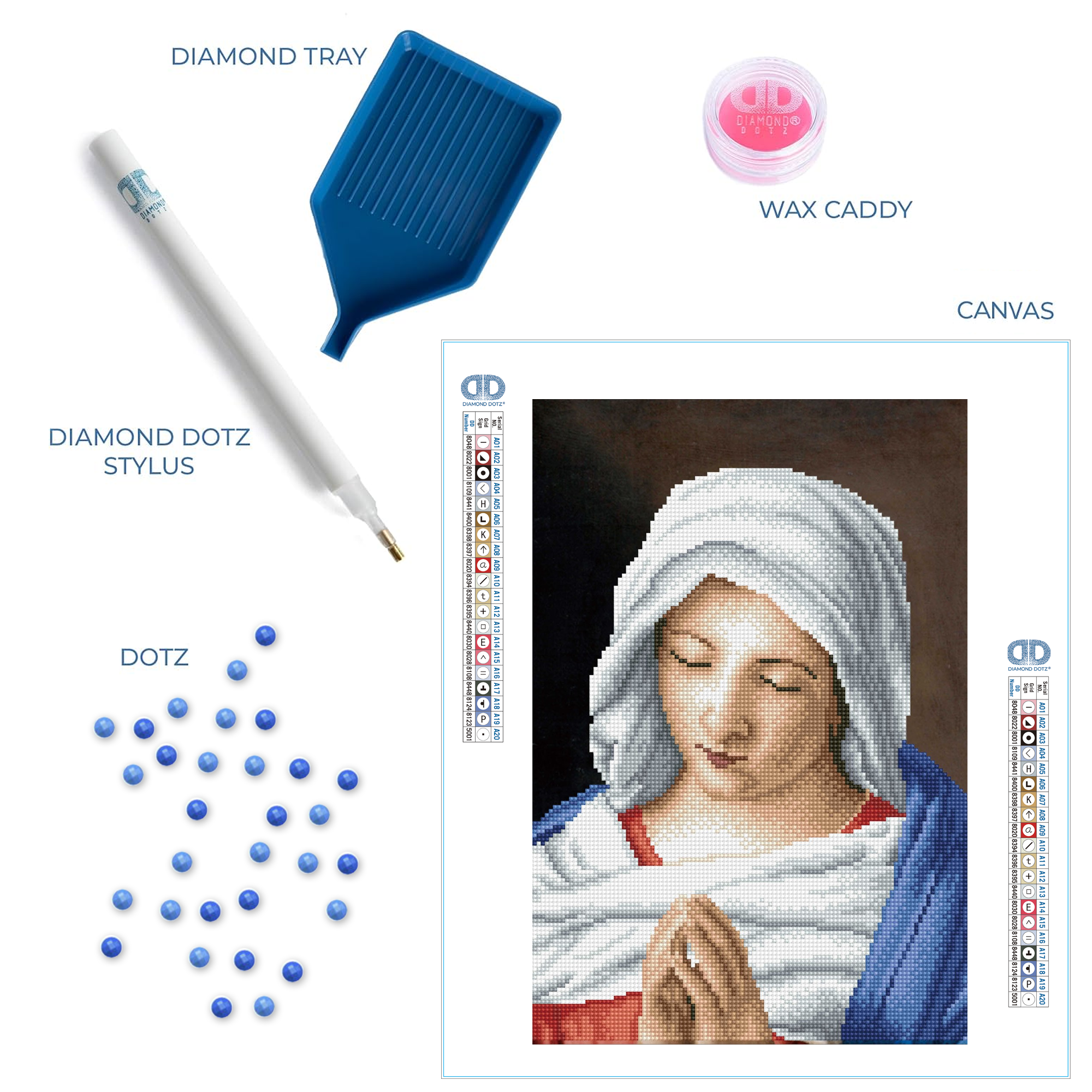 Diamond Dotz The Virgin in Prayer apres Giovanni Battista Salvi da Sassoferrato - 13.8" x 17.7"