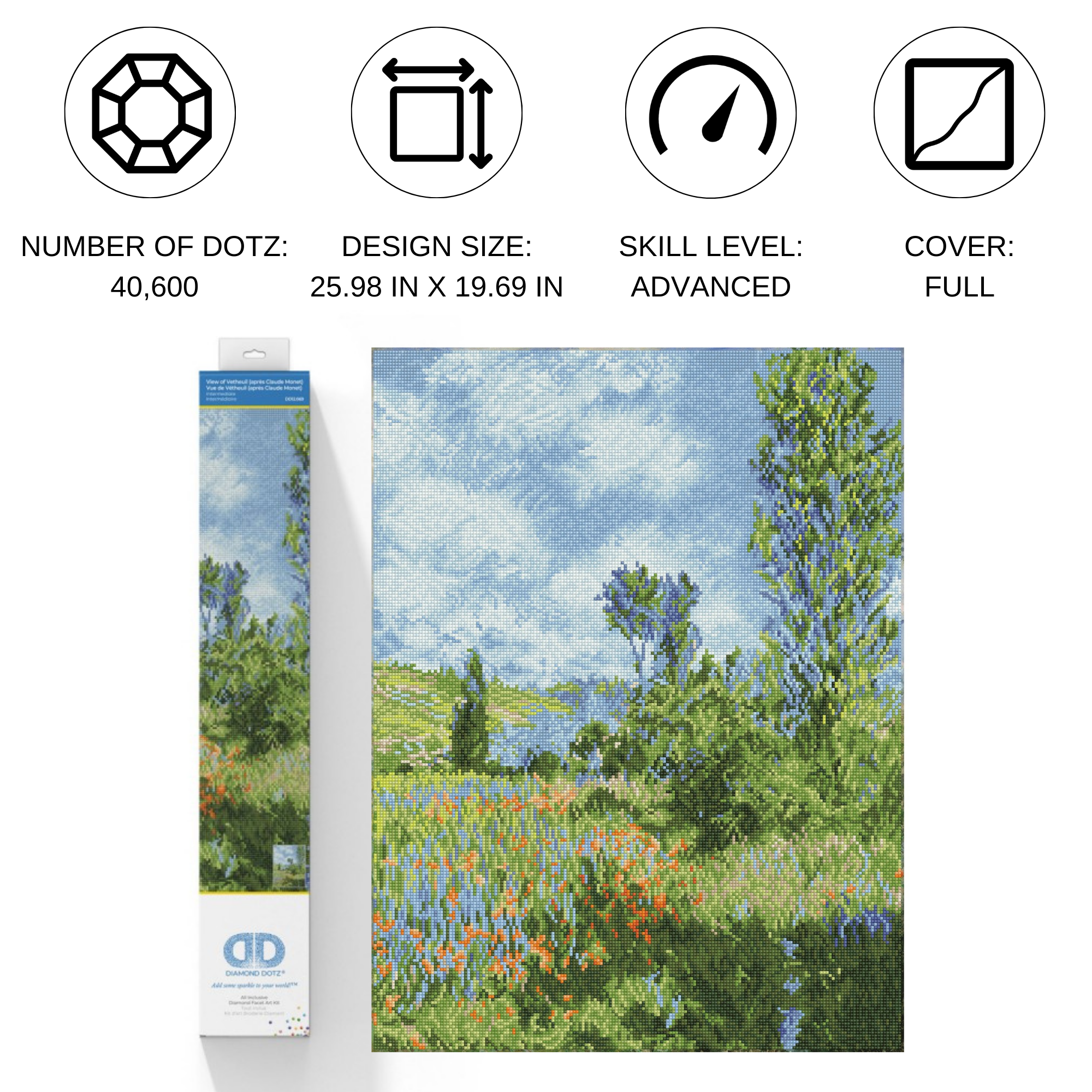 Diamond Dotz View of Vetheuil (apres Claude Monet) - 19.7" x 26.0"