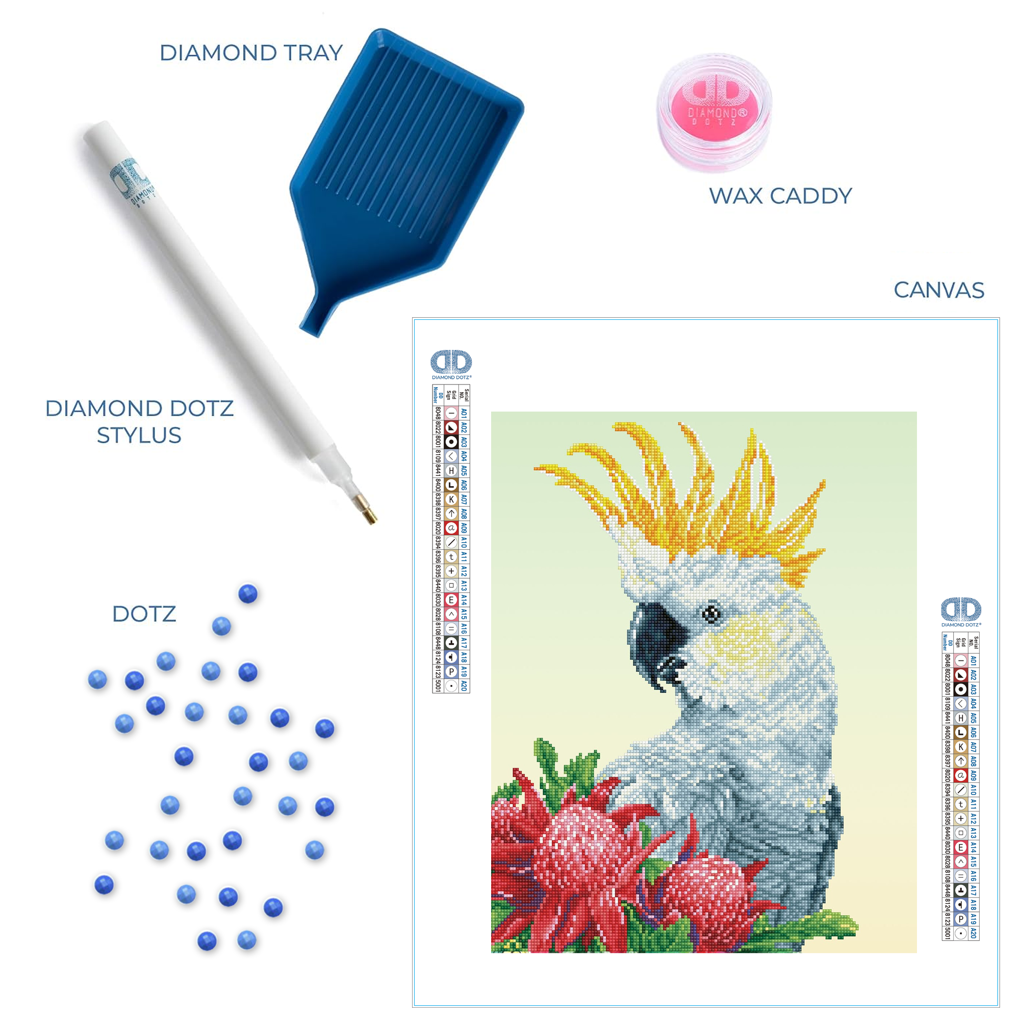 Diamond Dotz White Cockatoo & Waratahs - 16.1" x 20.1"