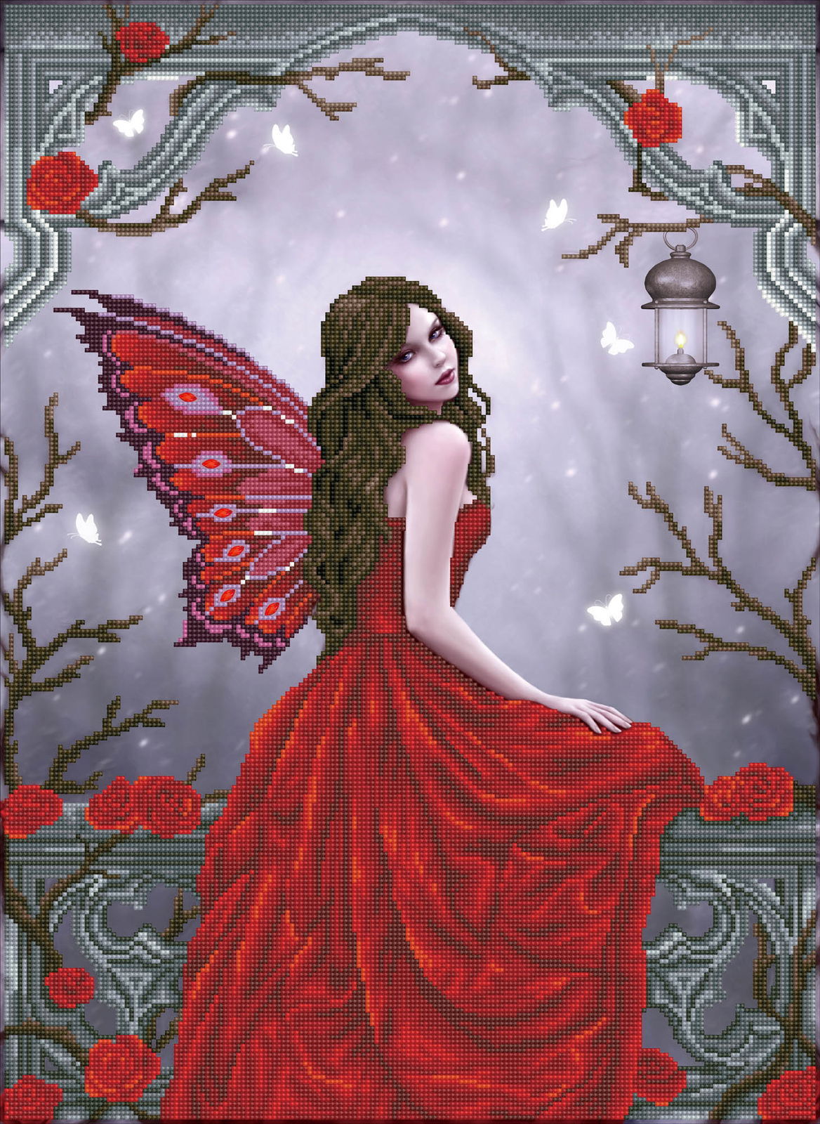 Diamond Dotz Winter Rose Fairy - 20.5" x 26.8"