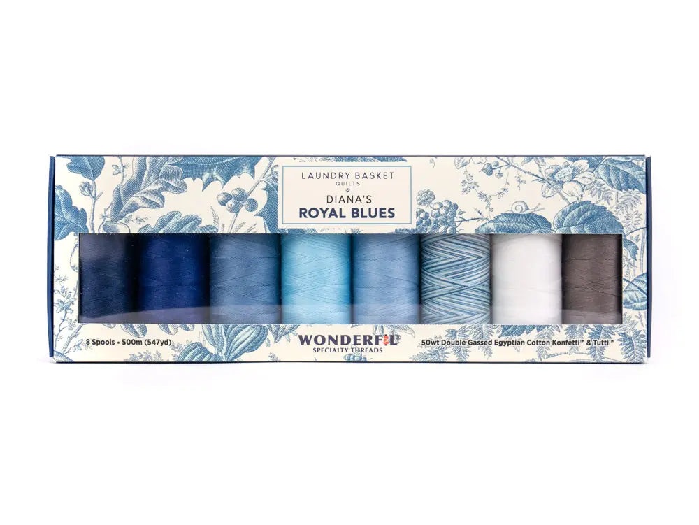 Diana’s Royal Blues by Edyta Sitar - Egyptian Cotton Thread Pack WonderFil USA