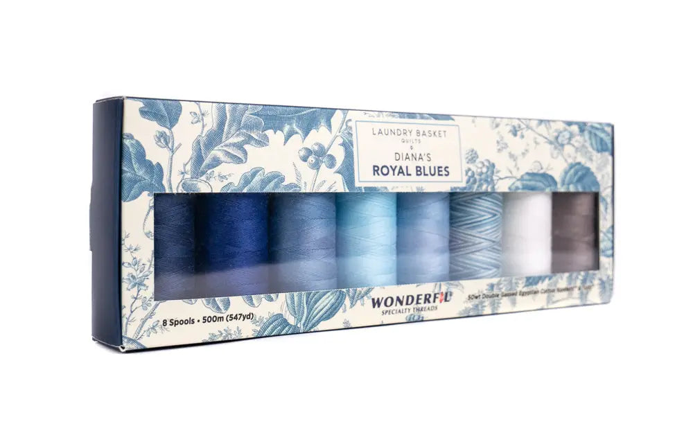 Diana’s Royal Blues by Edyta Sitar - Egyptian Cotton Thread Pack WonderFil USA