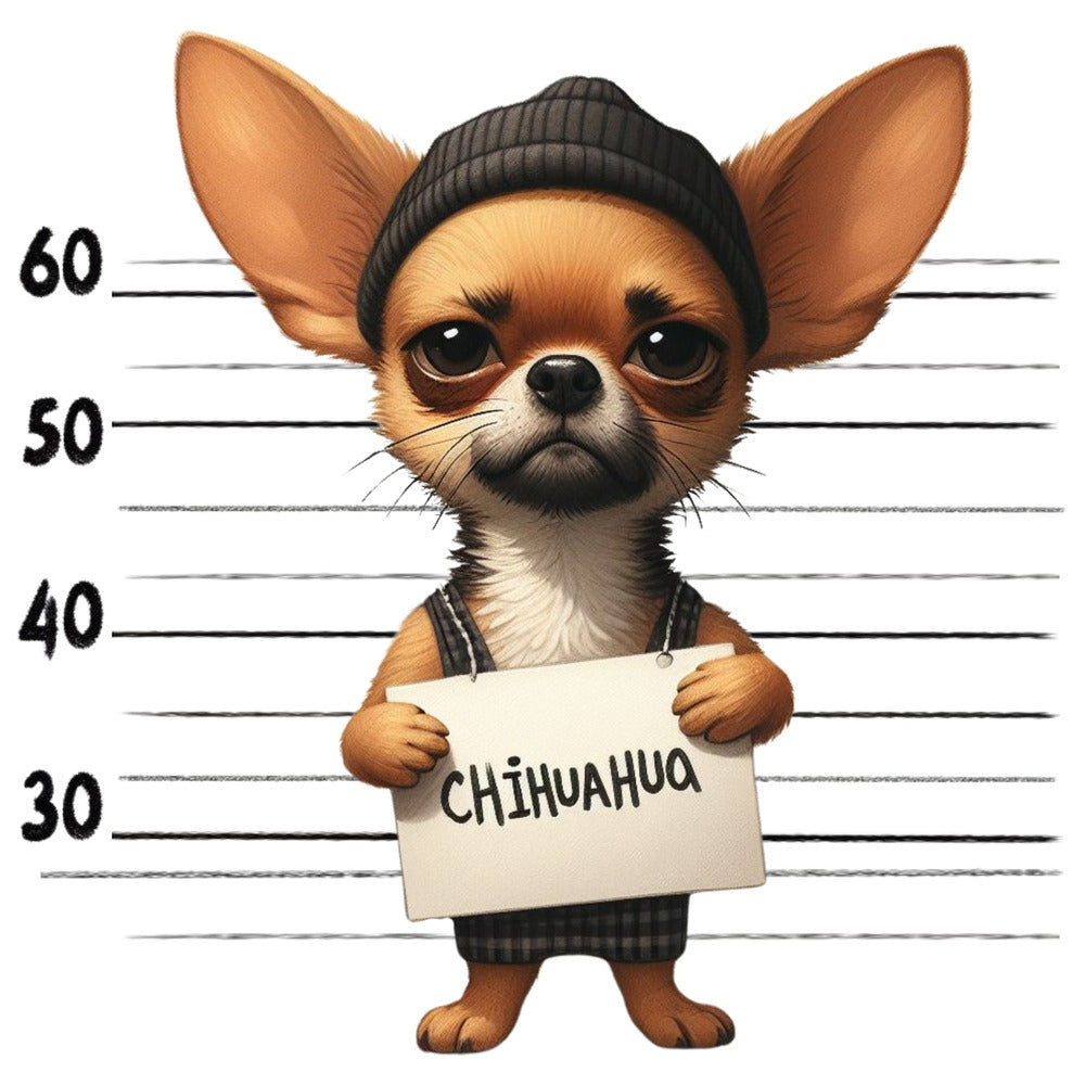 Doggie Mugshots Chihuahua Fabric Panel QuiltingFabricPanels