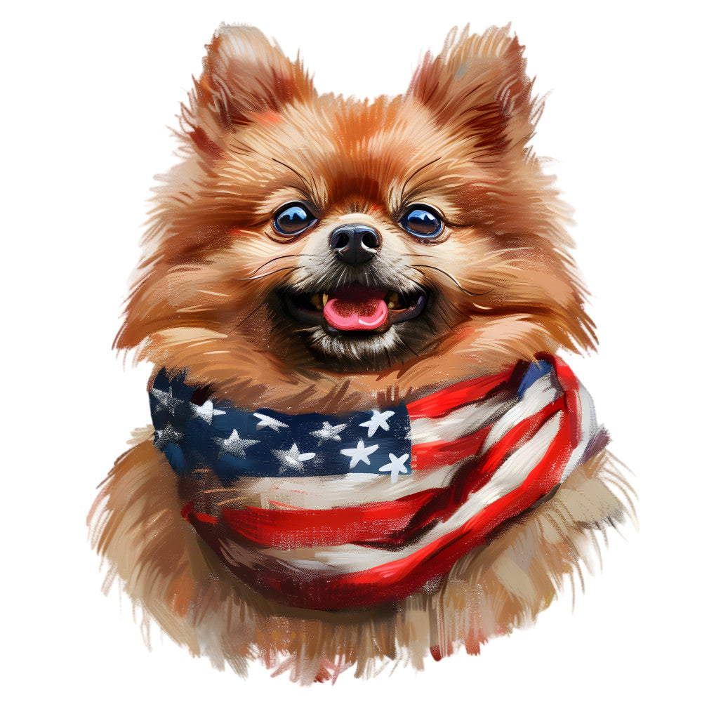 Dogs with American Flag Fabric Panel 17 QuiltingFabricPanels
