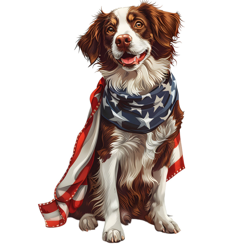 Dogs with American Flag Fabric Panel 2 QuiltingFabricPanels