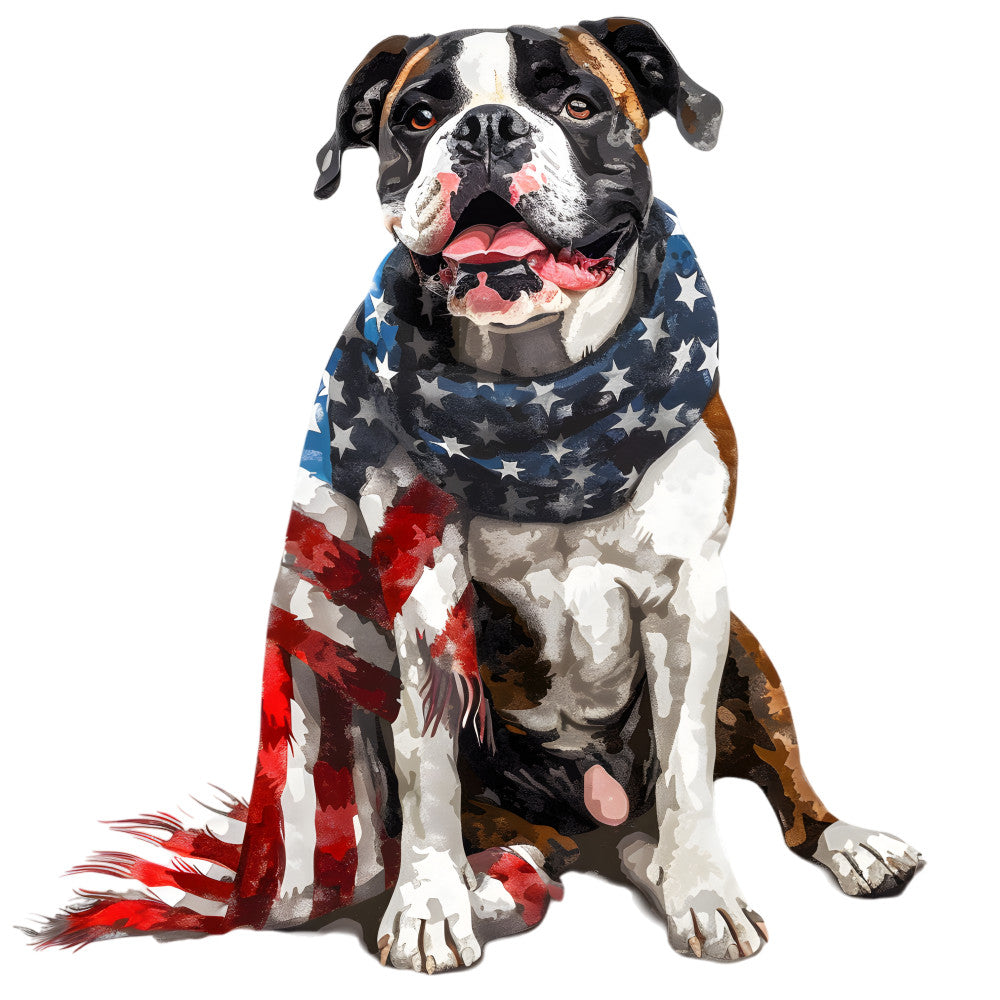Dogs with American Flag Fabric Panel 9 QuiltingFabricPanels