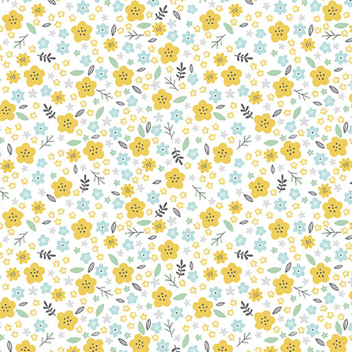 Benartex Doodle Baby Flannel dream flower yellow white cotton flannel by the yard