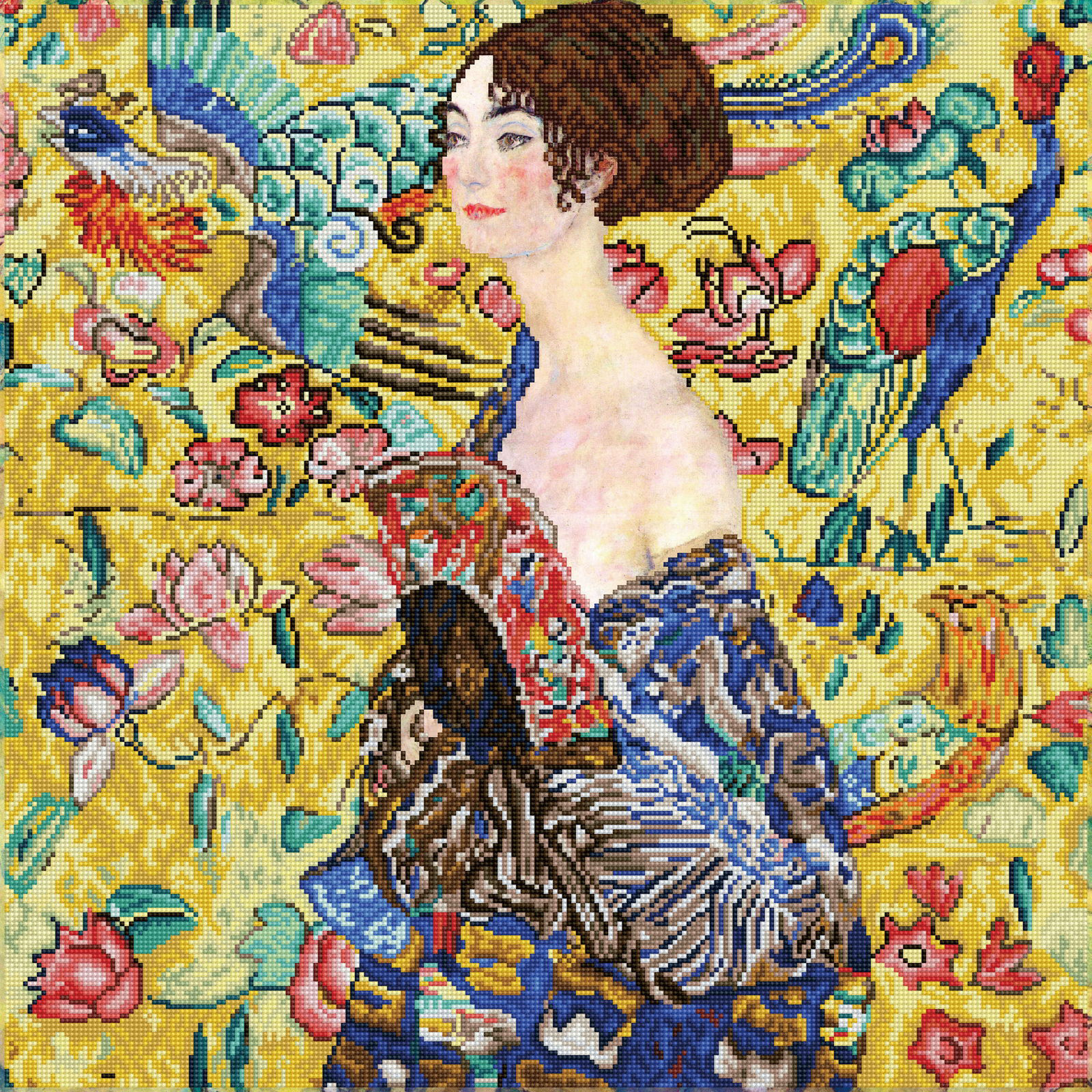 Diamond Dotz Lady with Fan (apres Klimt) - 26.4" x 26.4"