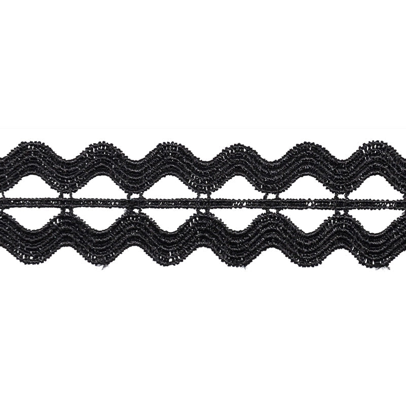 Double Wave Lace Trim, 1-inch X 5 Yards – Scalloped Ric Rac Openwork Border