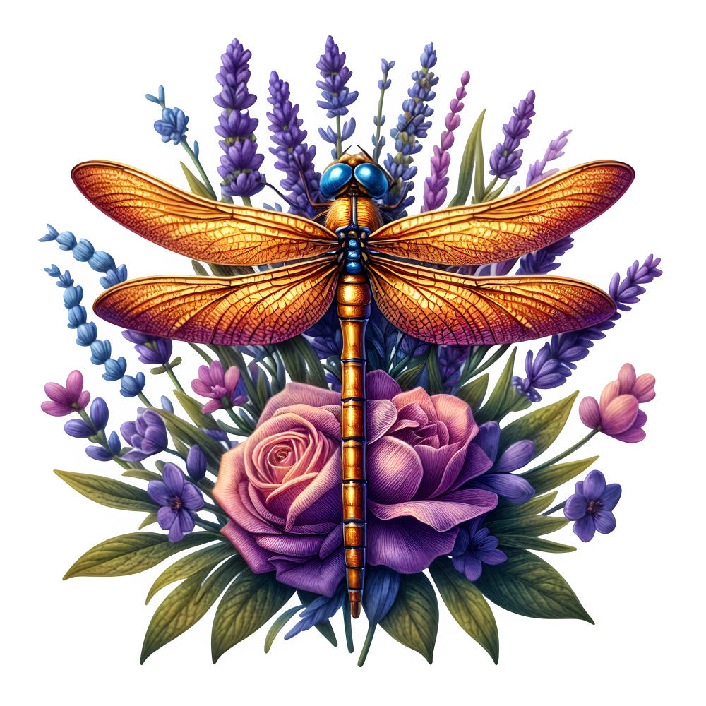 Dragonfly Flower Fabric Panel 3