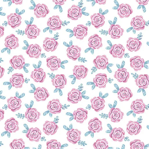 Dreamers - Roses - Pink/White 44" / 45" Fabric Per Yard The Fabric Company