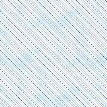 Dreaming in Blue - Dashed Stripes - White 44" / 45" Fabric Per Yard The Fabric Company